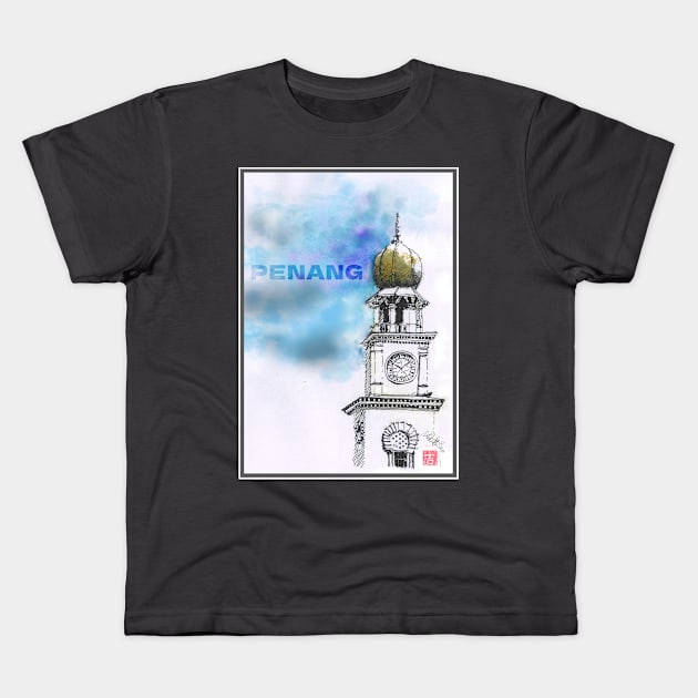 Queen Victoria Clock Tower, Penang, Malaysia Kids T-Shirt by PreeTee 